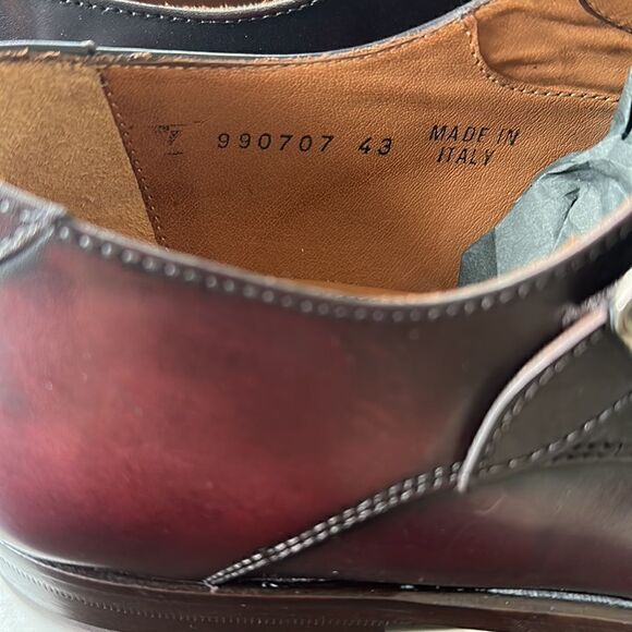 ANTONIO MAURIZI Double Monk Strap Shoe (Men) Size 43 in Wine Color NEW in Box - Picture 6 of 10